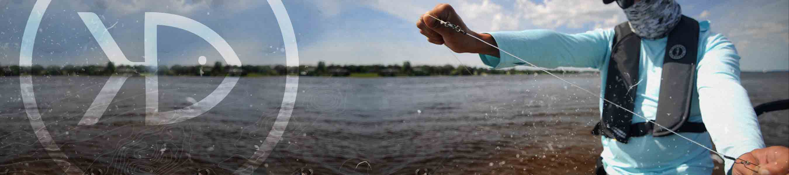 Pike & Musky Fisherman holding an home-made fluorocarbon pike or musky leader.