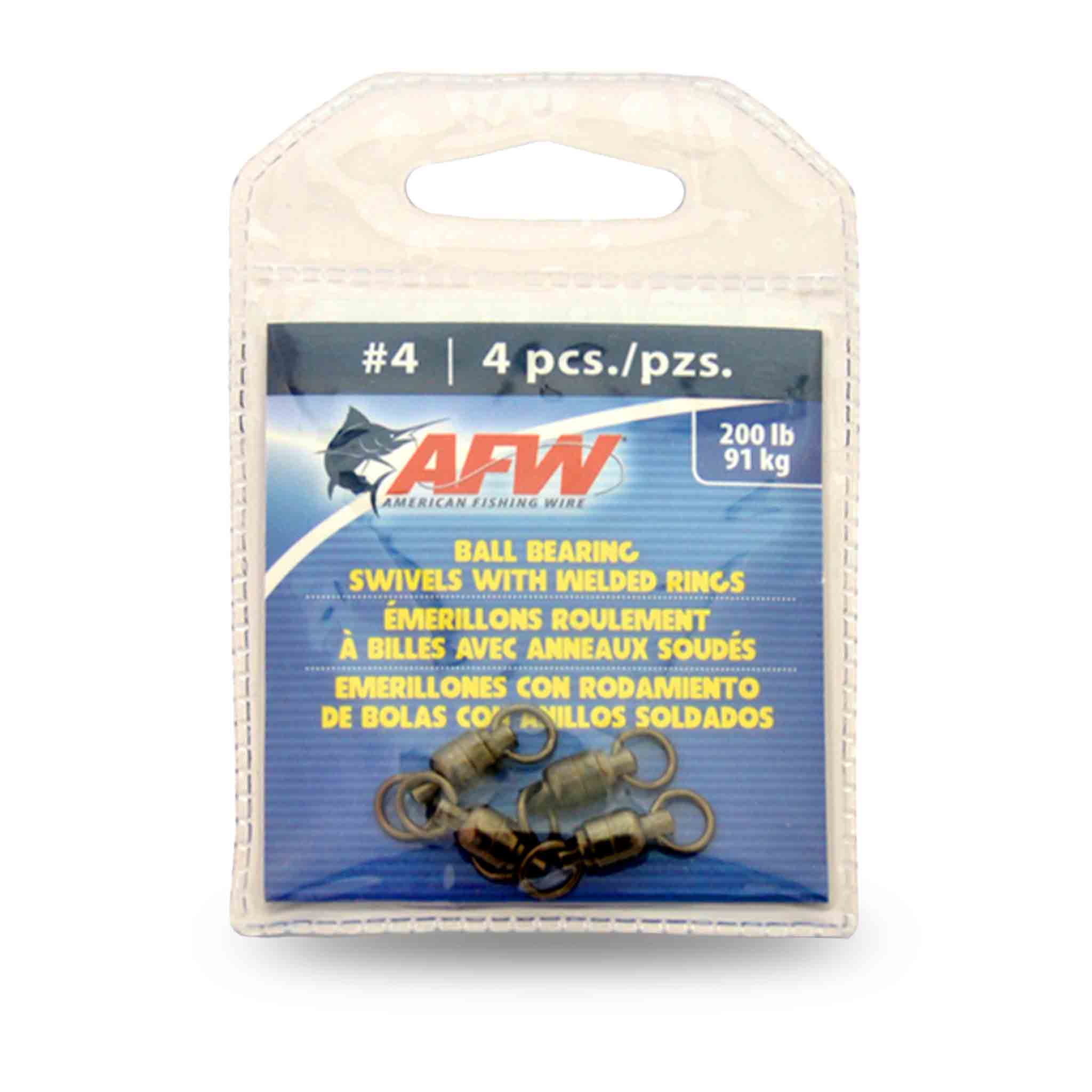 AFW Brass Ball Bearing Swivels #4 4 Snaps-Swivels-Split-Rings