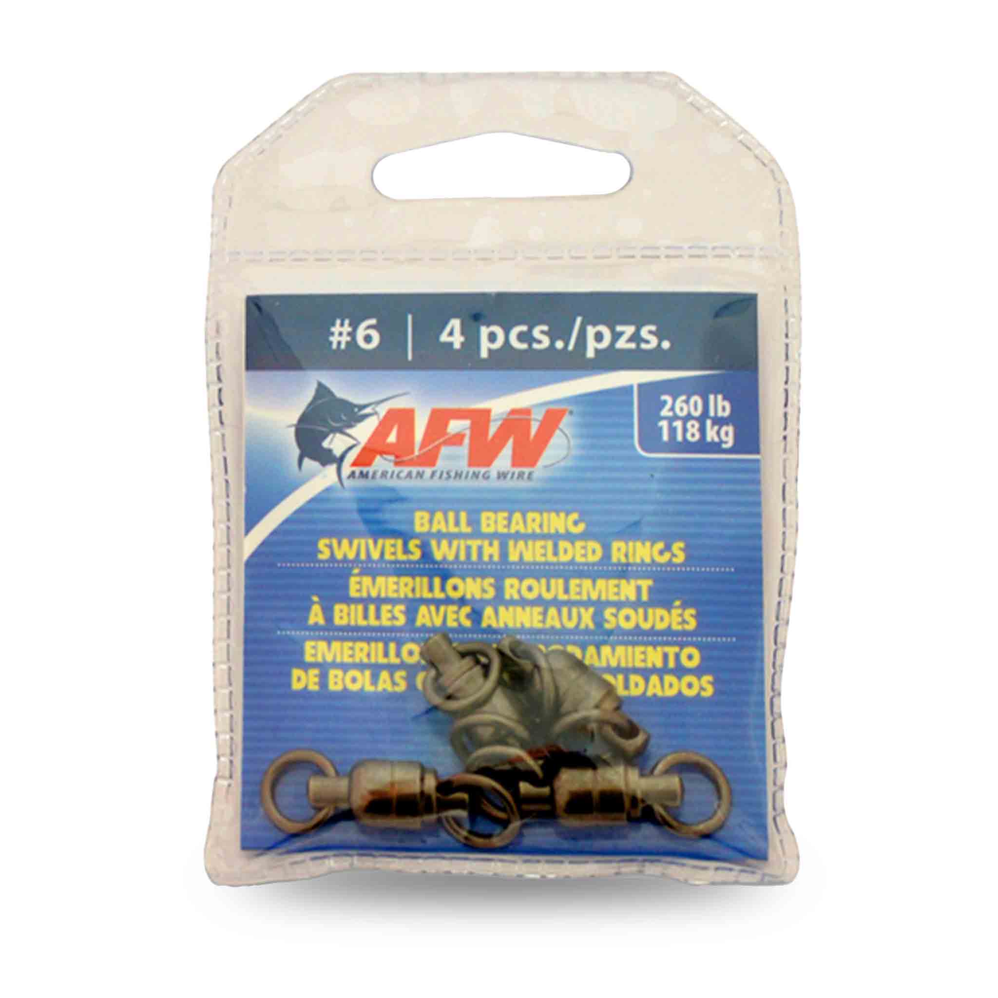 AFW Brass Ball Bearing Swivels #6 4 Snaps-Swivels-Split-Rings