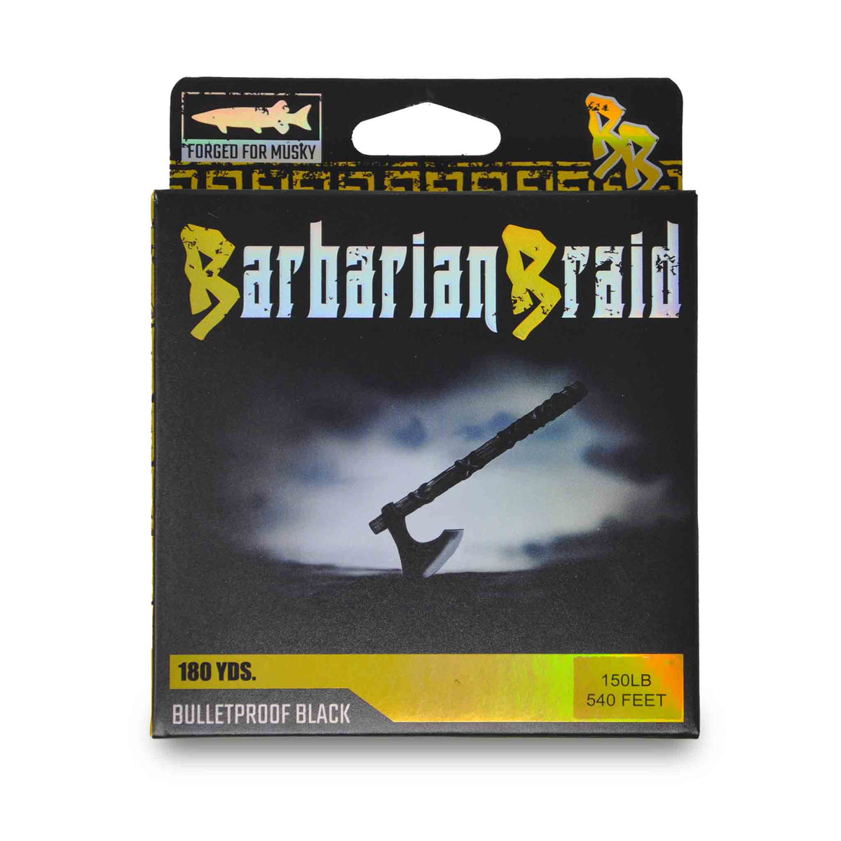 View of Braids Barbarian Braid Gold 150 Lbs available at EZOKO Pike and Musky Shop