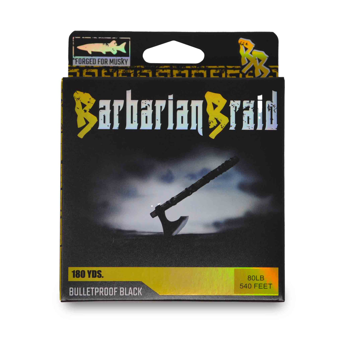 View of Braids Barbarian Braid Gold 80 Lbs available at EZOKO Pike and Musky Shop