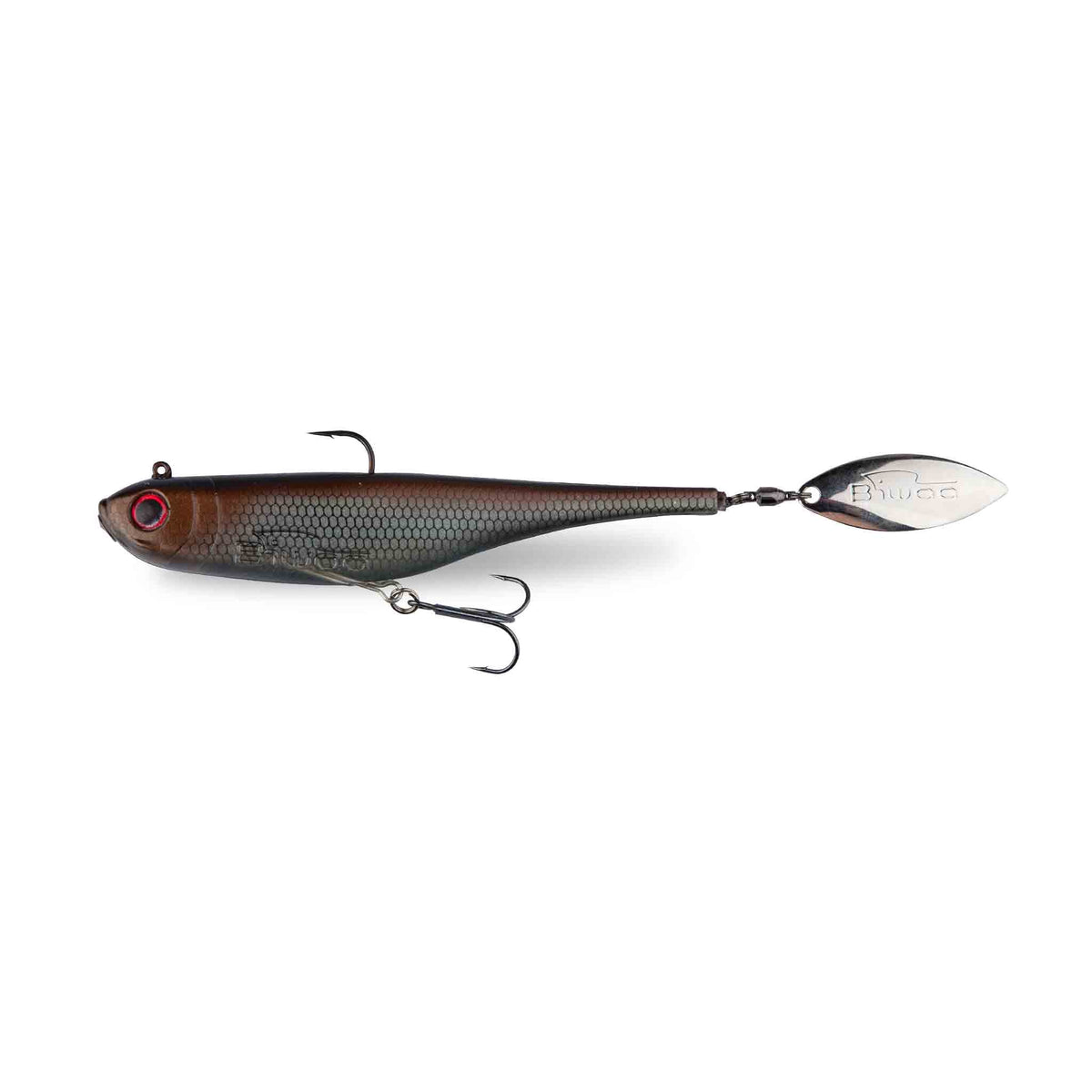 View of Swimbaits Biwaa Divinator Big 85g Tailspin Swimbait Ghost Carp available at EZOKO Pike and Musky Shop