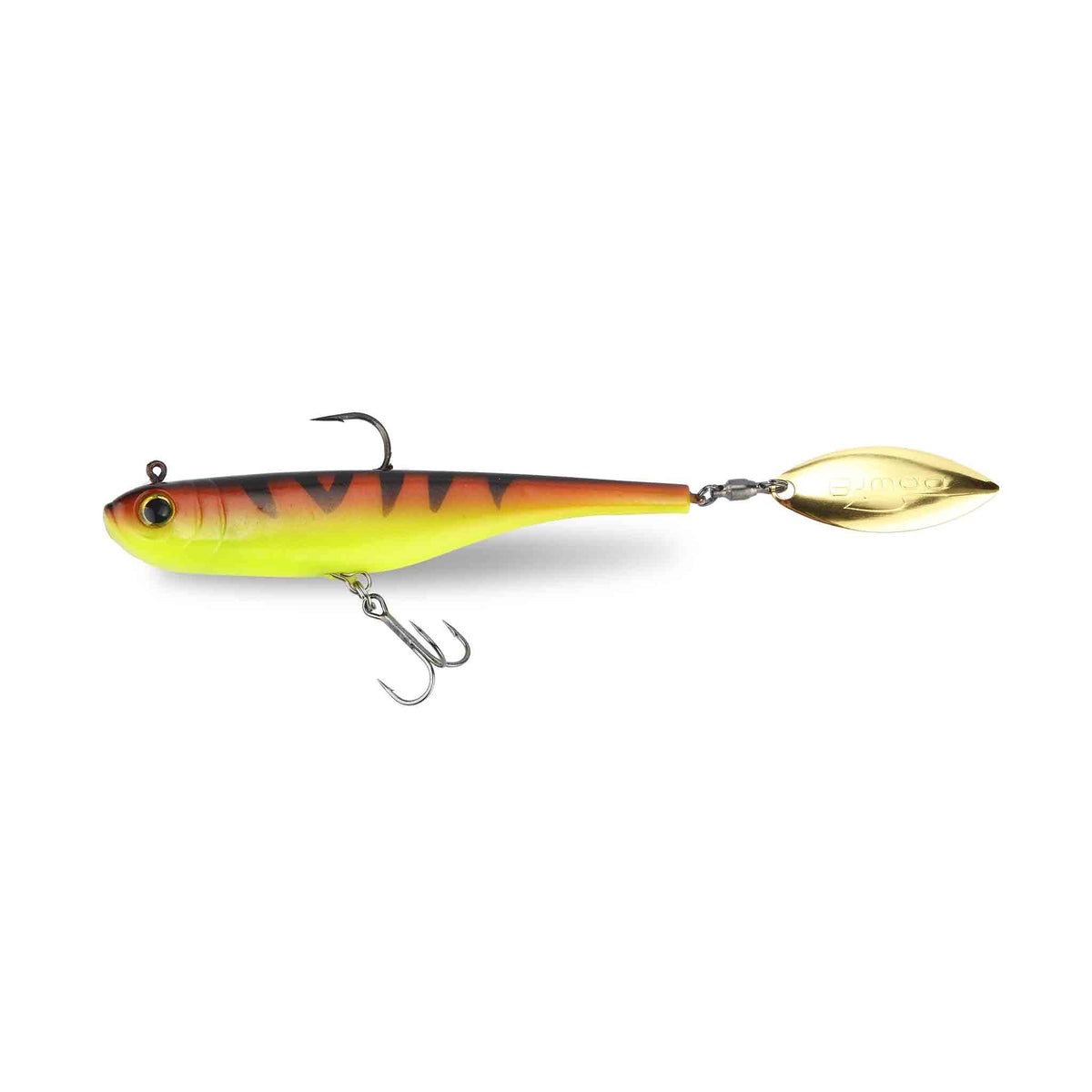 View of Swimbaits Biwaa Divinator Big 85g Tailspin Swimbait Red Tiger available at EZOKO Pike and Musky Shop