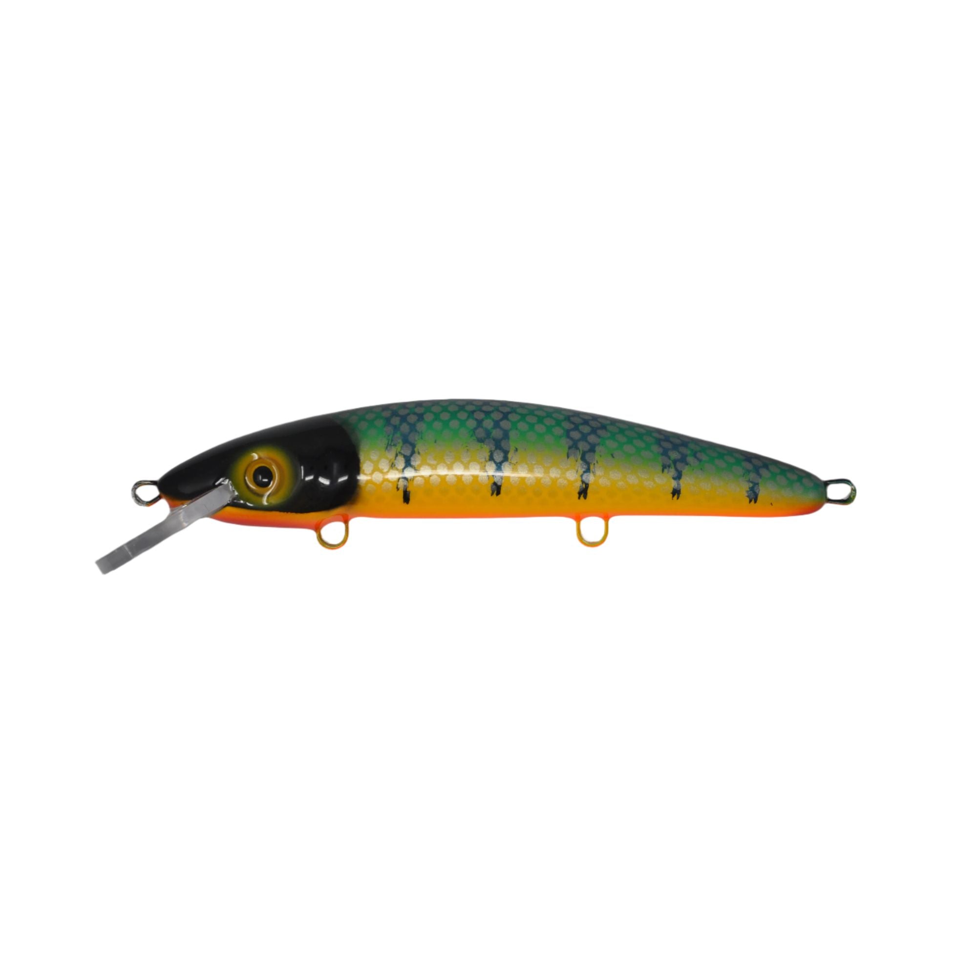 View of Crankbaits Blue Water Baits 9" cisco (Synthetic) - shallow Crankbait Michigan Perch / Orange Belly available at EZOKO Fishing