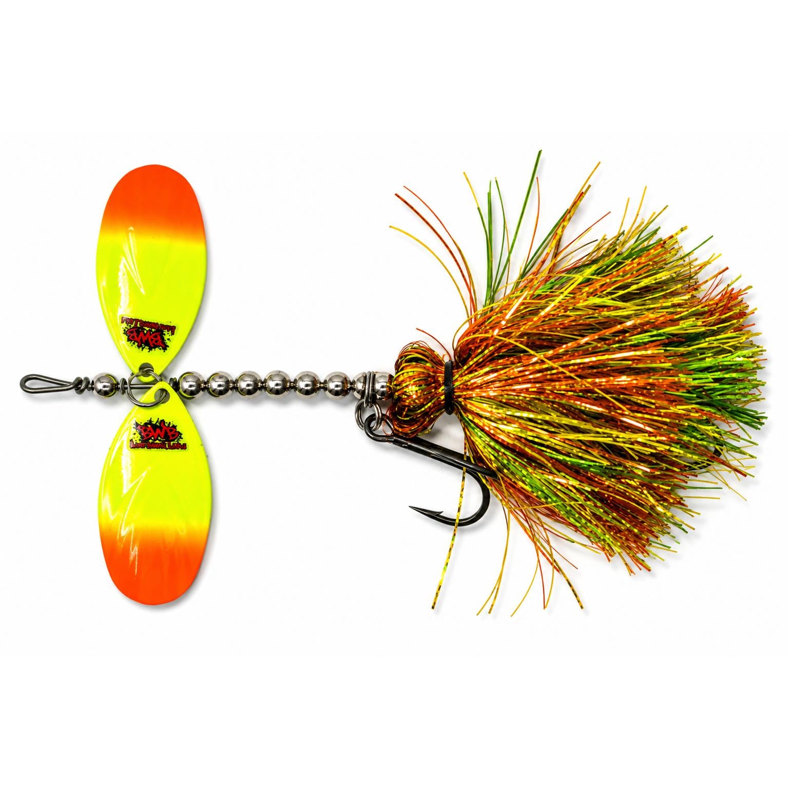 View of Bucktails Blue Water Baits Curtain Call 99 Bucktail Firetiger available at EZOKO Fishing