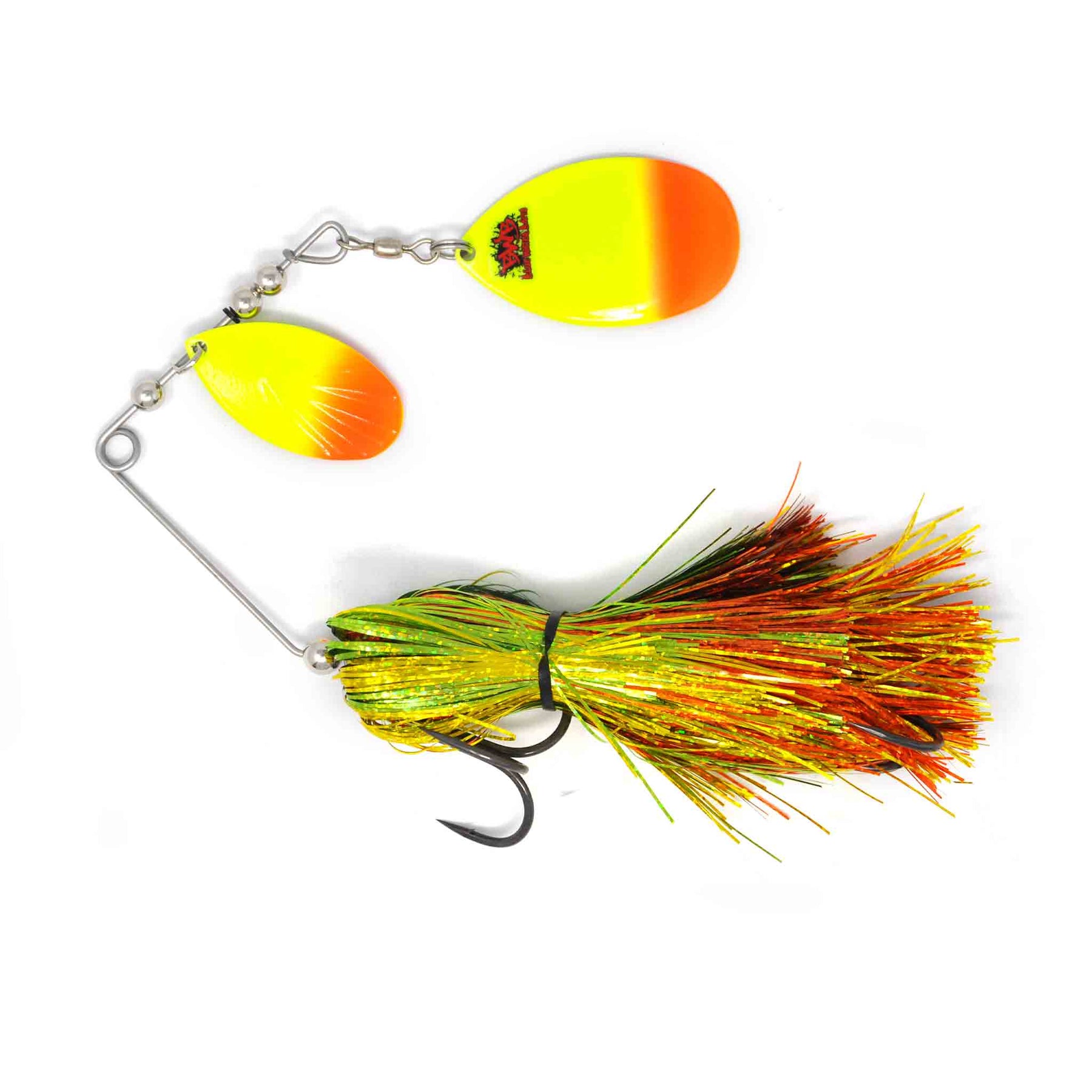 View of Spinnerbaits Blue Water Baits Gong Show 10 Spinnerbait Firetiger available at EZOKO Pike and Musky Shop