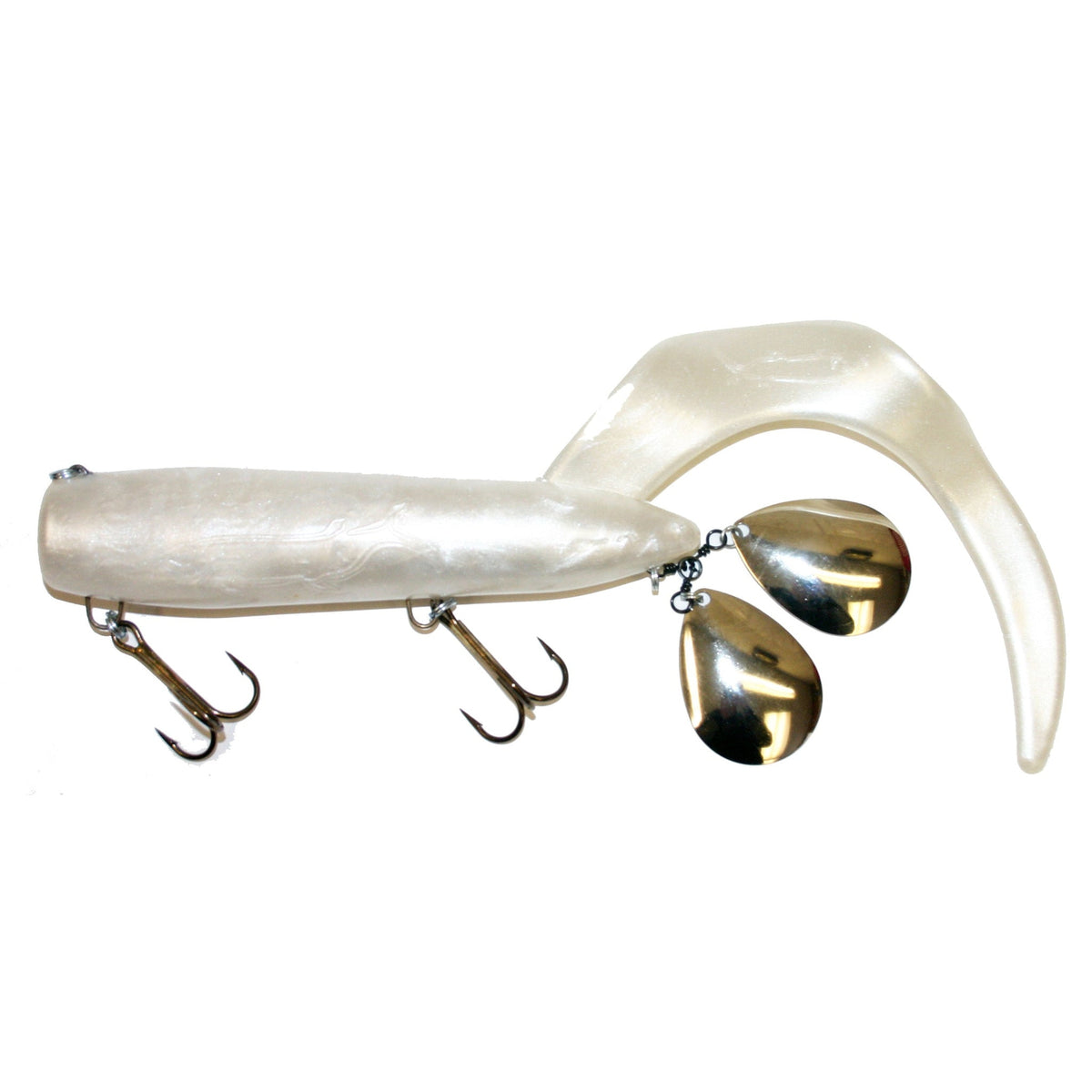 View of Rubber Bondy Bait Co. Royal Orba King Daddy Pear White available at EZOKO Pike and Musky Shop