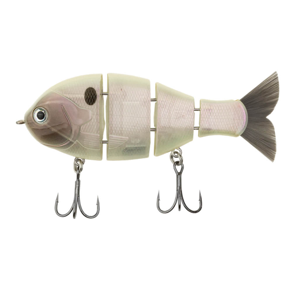 View of Swimbait Bucca Brand Baby Gill 3.75" Pearl Bone available at EZOKO Fishing
