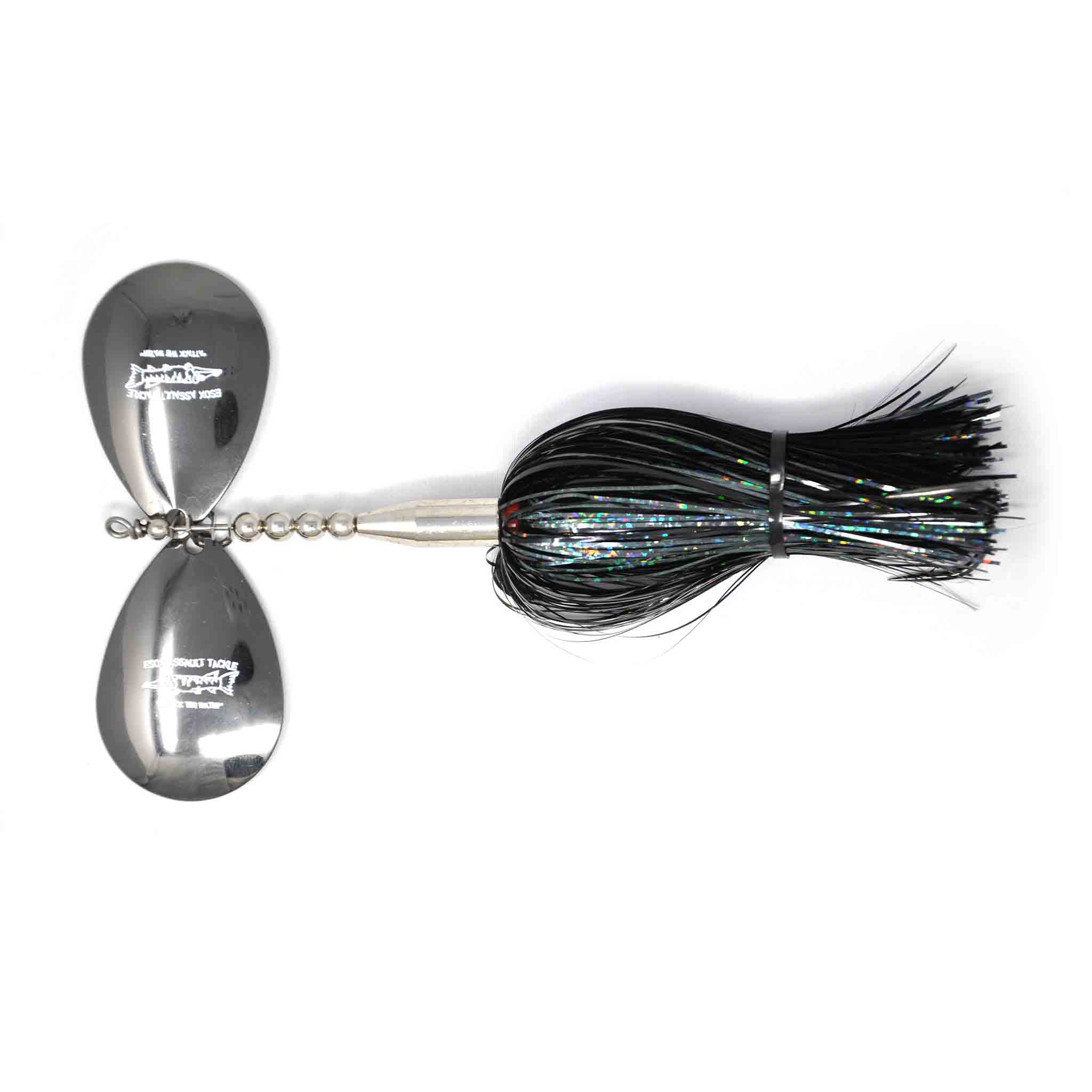 View of Bucktails Chaos Tackle Esox Assault Double 8 Bucktail Smoke available at EZOKO Fishing