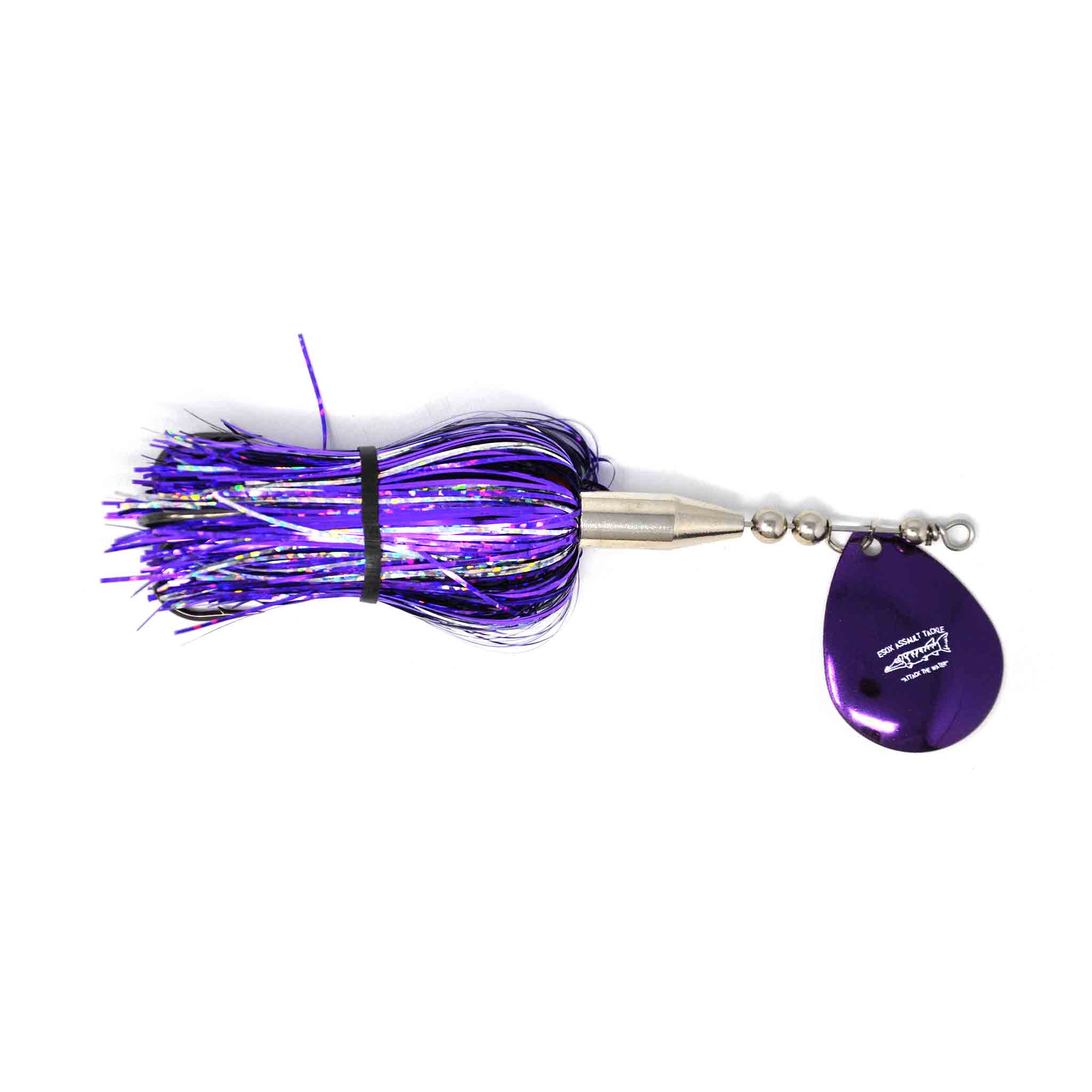 View of Bucktails Chaos Tackle Esox Assault Single 6 Bucktail Purple Shimmer available at EZOKO Fishing