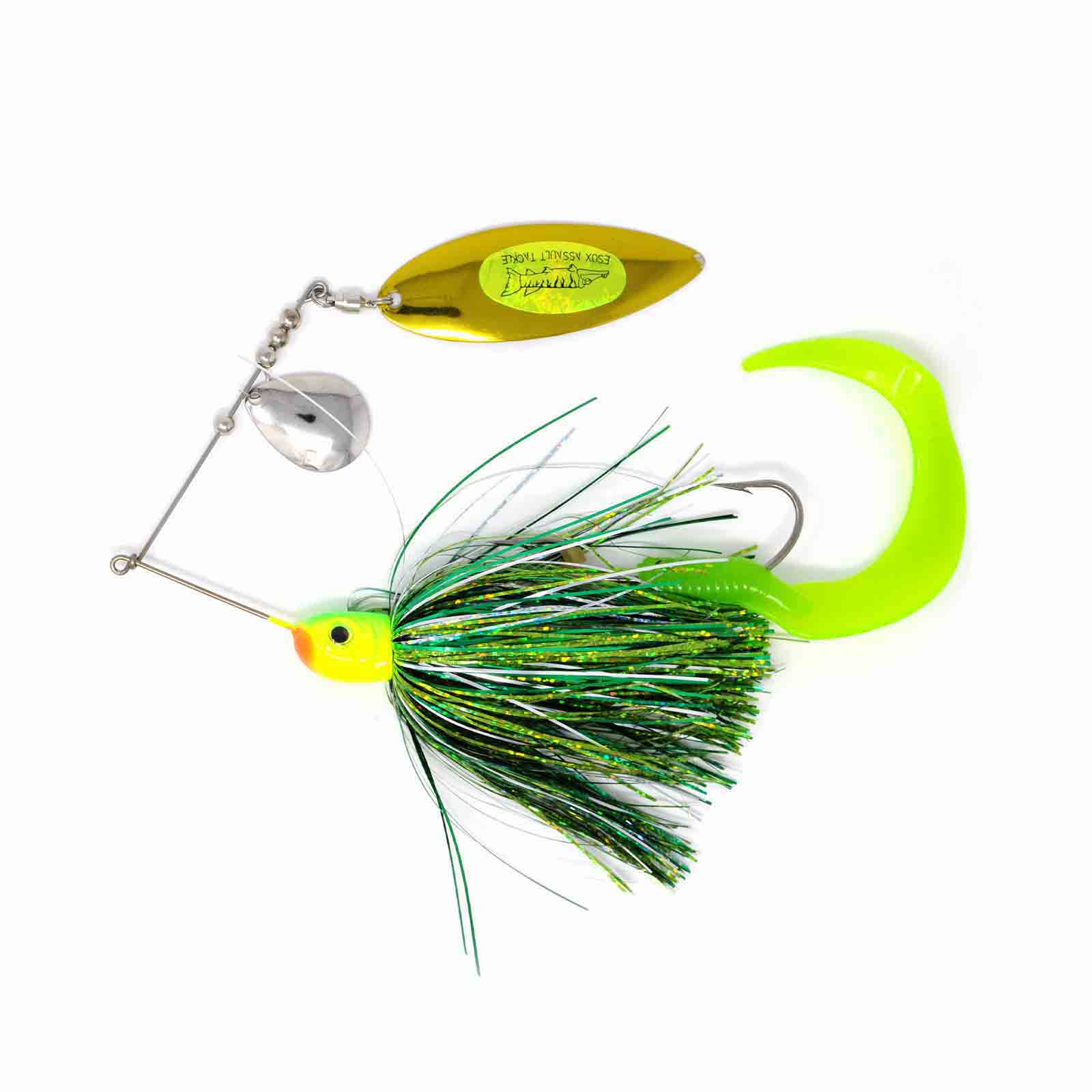 View of Spinnerbaits Chaos Tackle Esox Assault Spinnerbait Willow 1.5oz Gang Green available at EZOKO Fishing