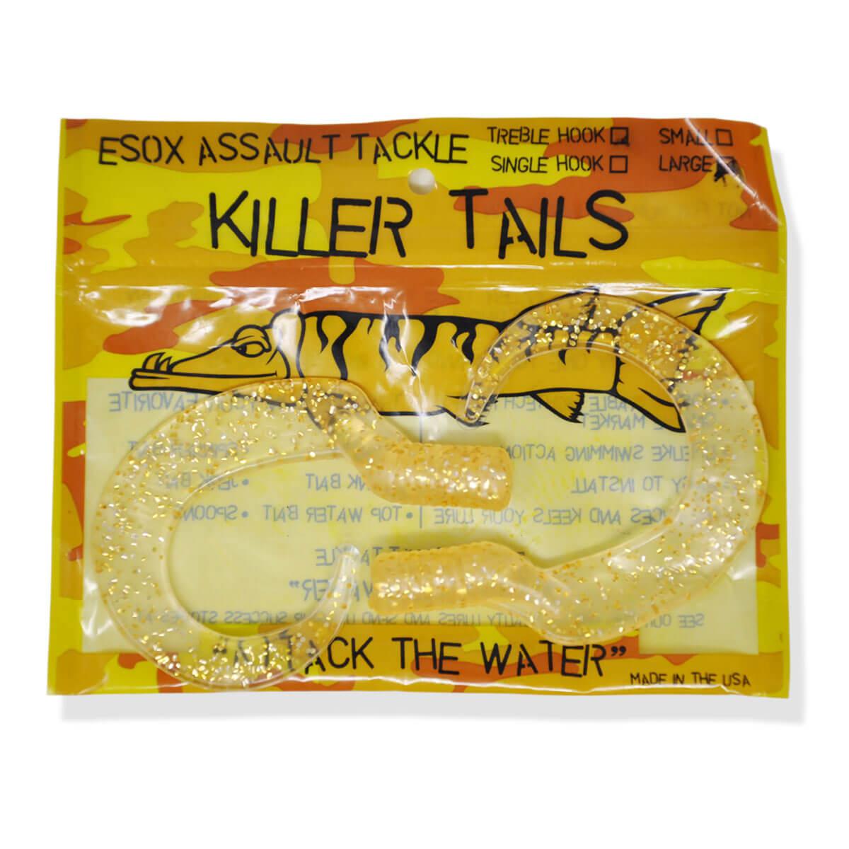 View of Lures_Add-on Chaos Tackle Killer Tails Large 7.5 in Gold Flake available at EZOKO Fishing