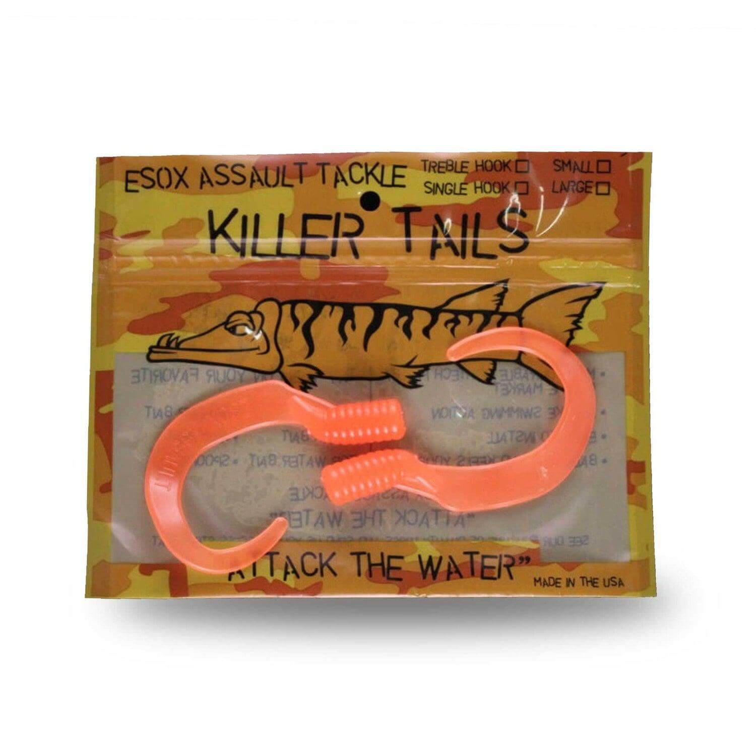 View of Lures_Add-on Chaos Tackle Killer Tails Large 7.5 in Orange available at EZOKO Fishing