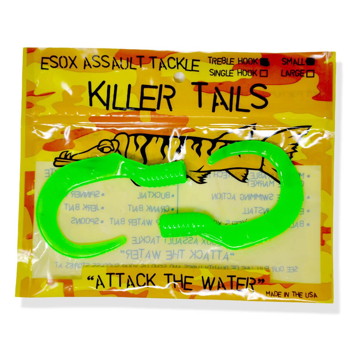 View of Lures_Add-on Chaos Tackle Killer Tails Small 6 in Flowage Green available at EZOKO Fishing