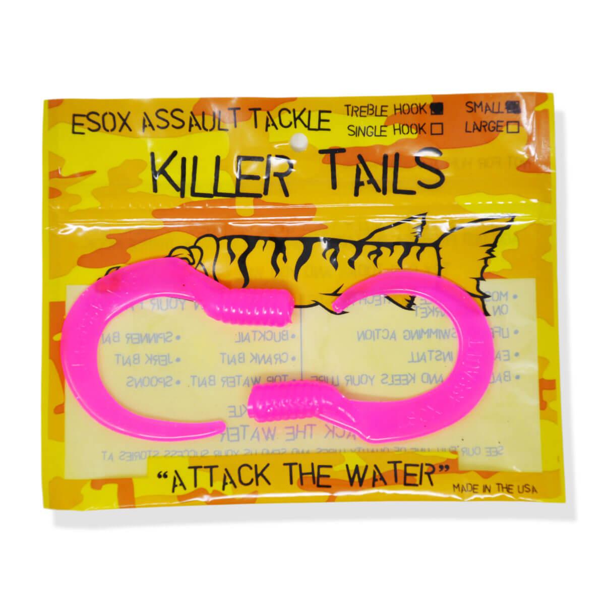 View of Lures_Add-on Chaos Tackle Killer Tails Small 6 in Fluo Pink available at EZOKO Fishing