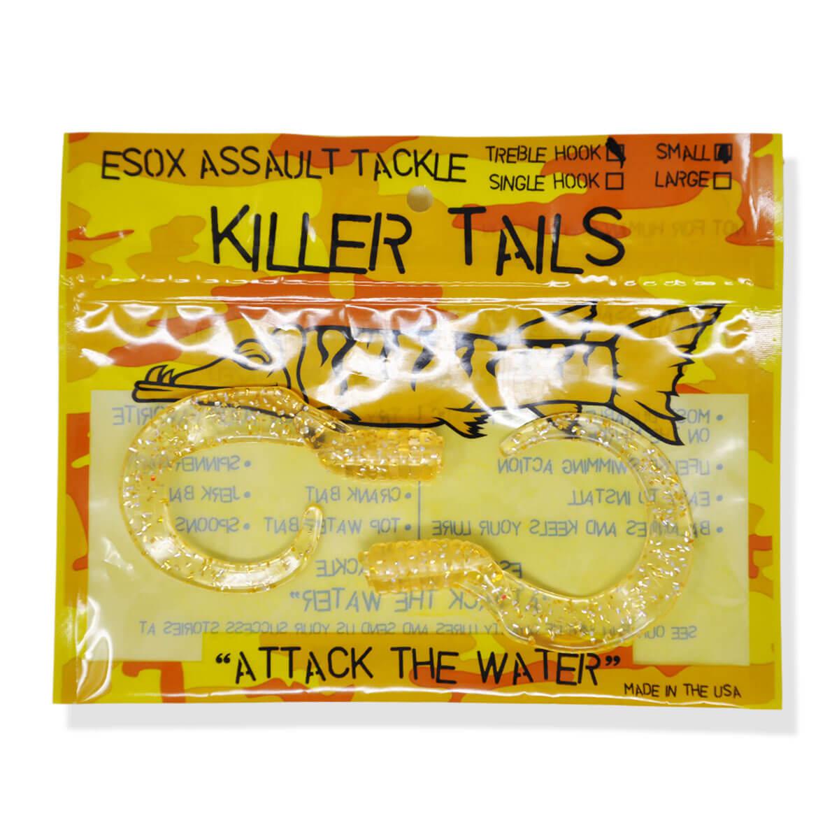View of Lures_Add-on Chaos Tackle Killer Tails Small 6 in Gold Flake available at EZOKO Fishing