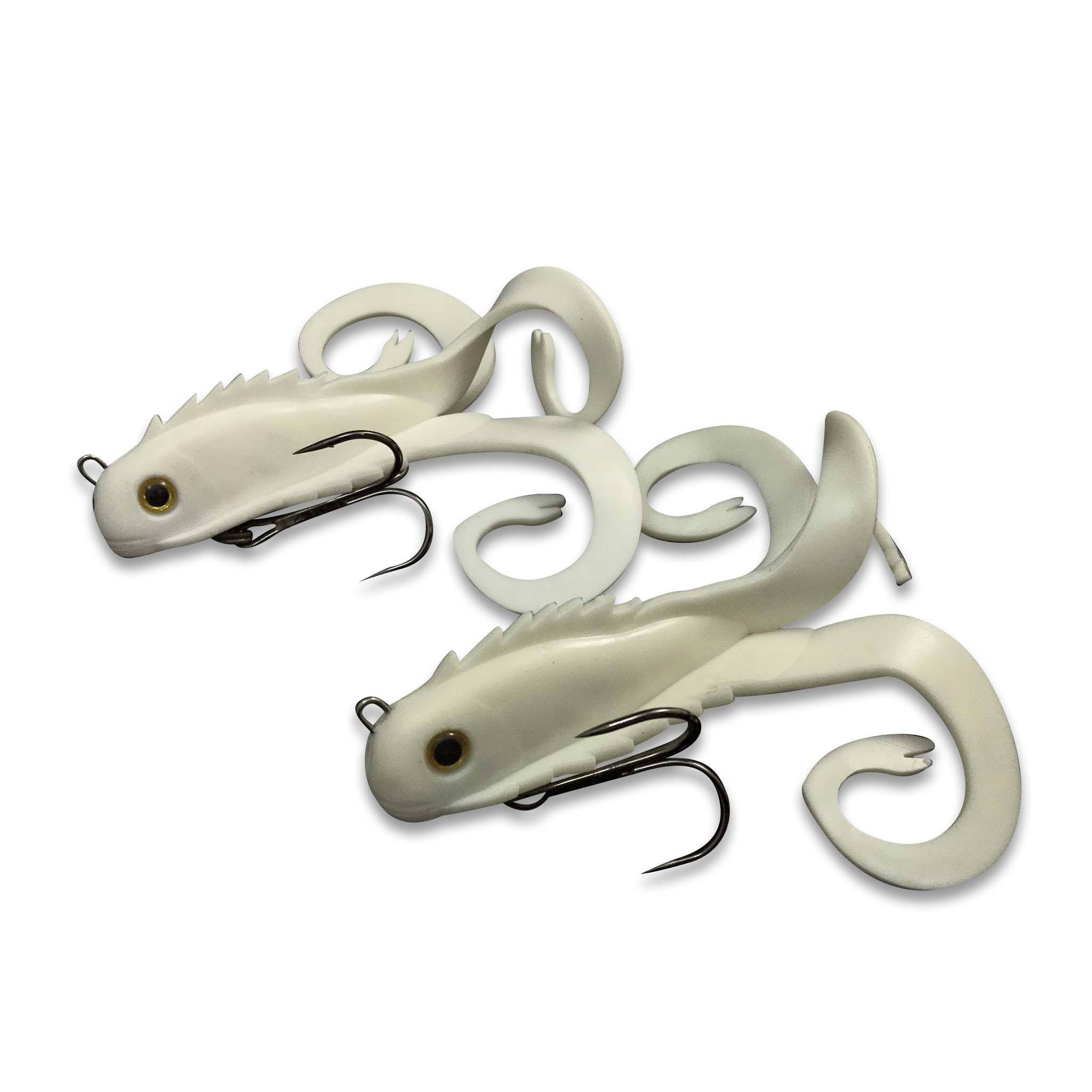 View of Rubber Chaos Tackle Medussa Micro White available at EZOKO Fishing