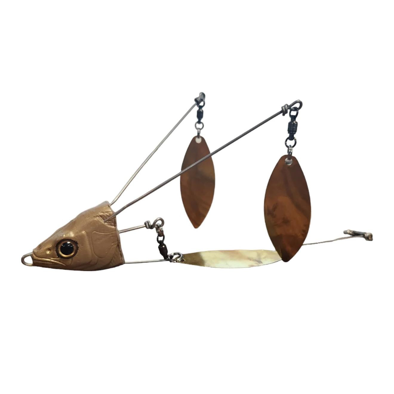 View of Lures_Add-on Chaos Tackle Willen's Hat Trick 3 Blades Gold / Gold Blades available at EZOKO Fishing