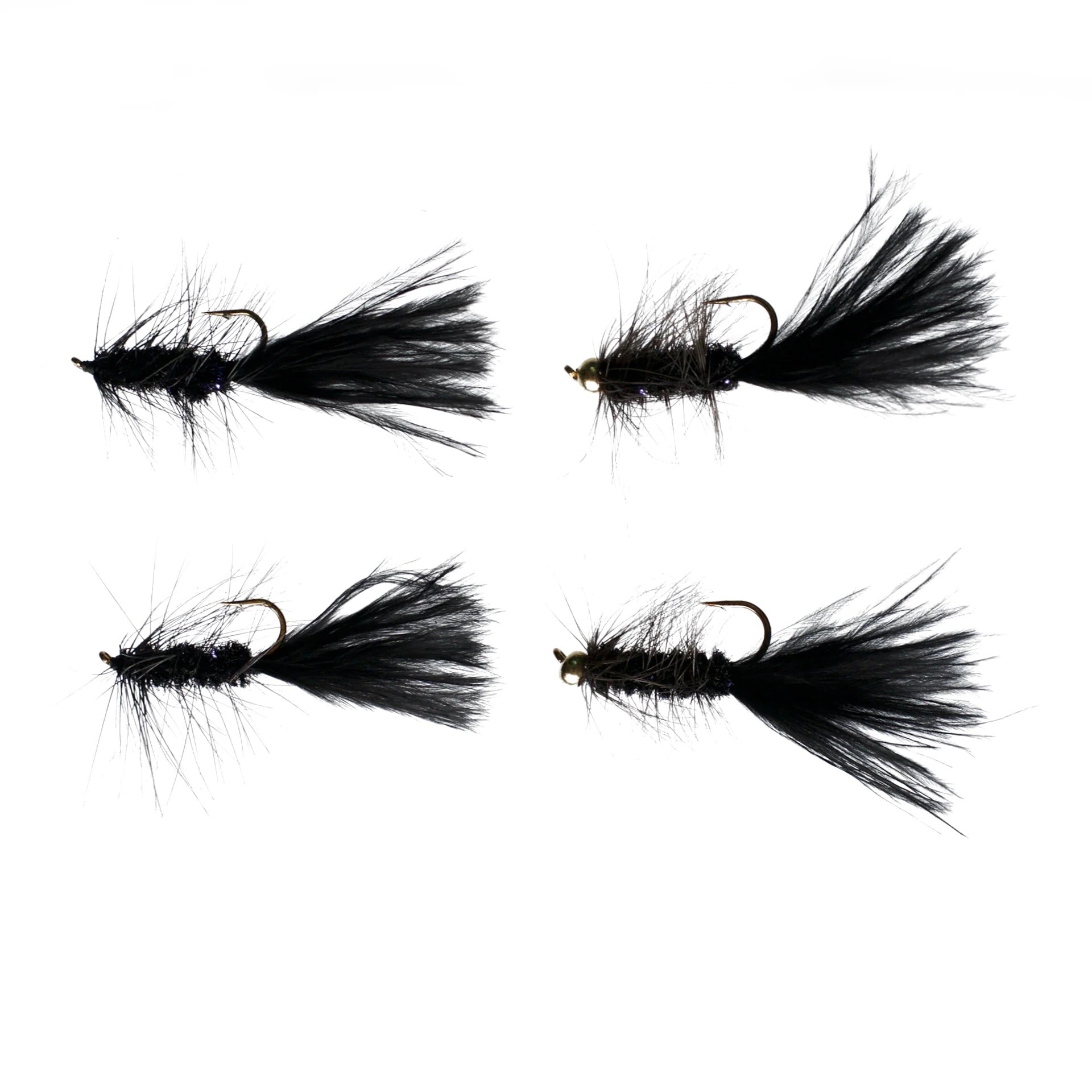 View of Cortland Black Wooly Bugger - 4 Pack available at EZOKO Fishing