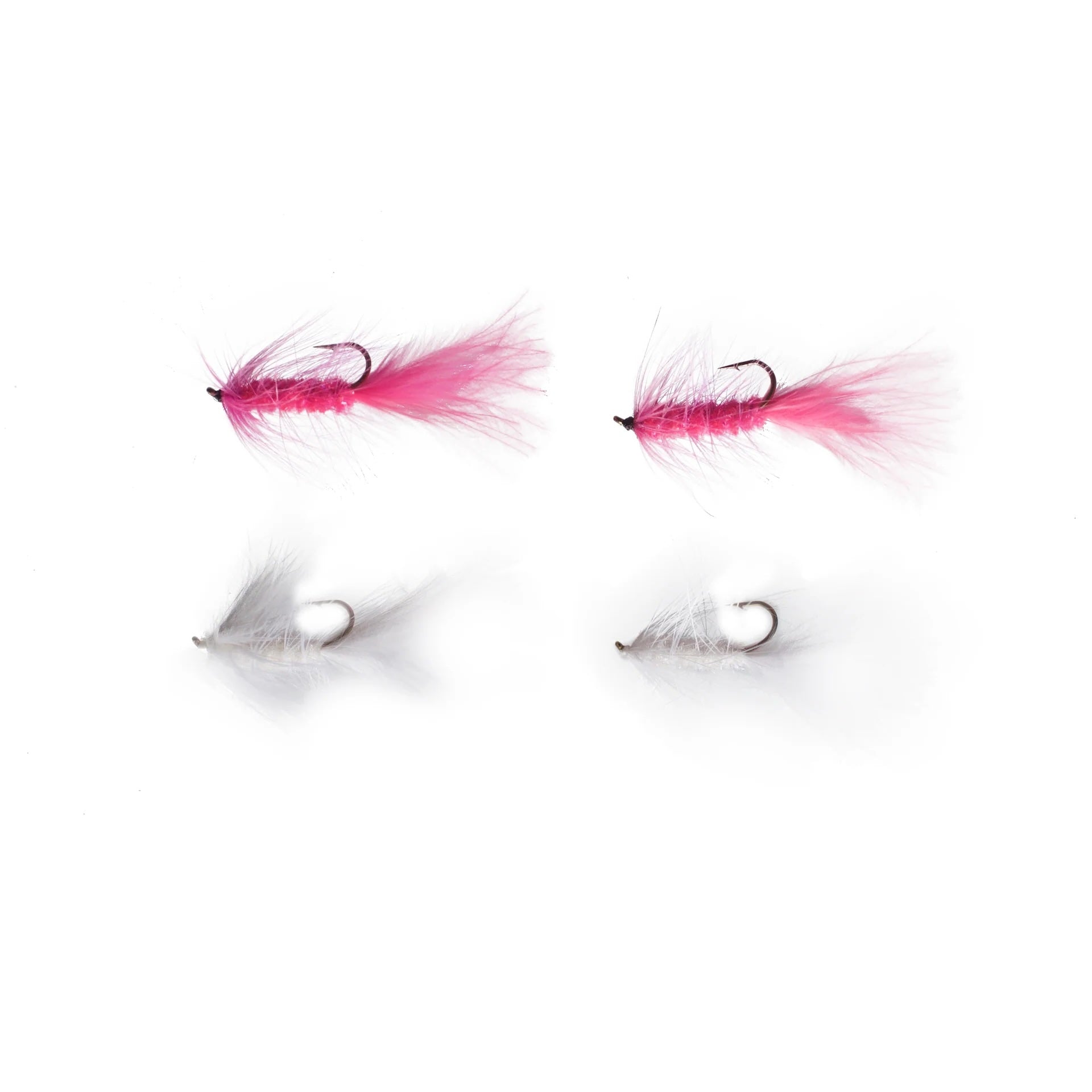 View of Cortland White / Pink Wooly Bugger - 4 Pack available at EZOKO Fishing