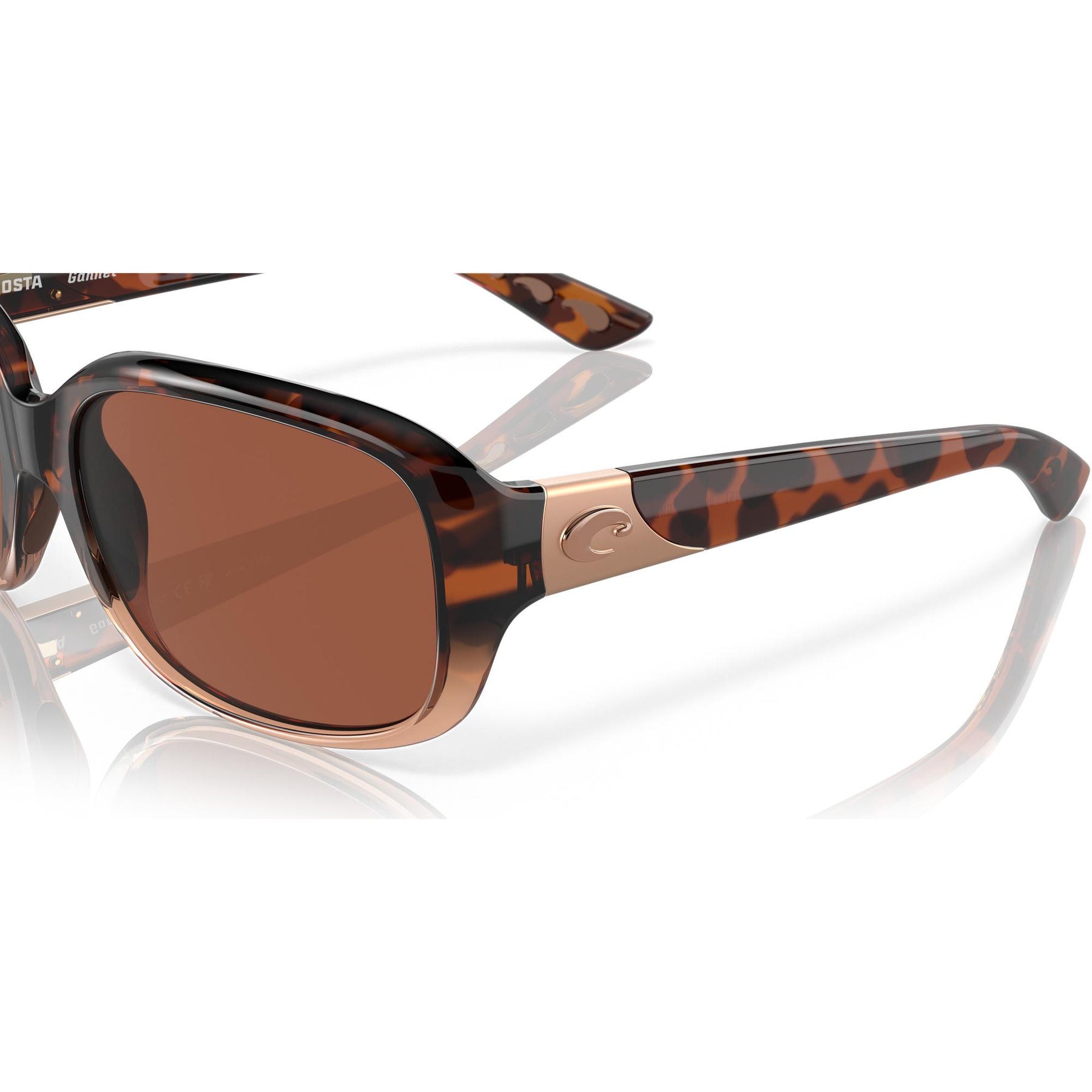 View of Sunglasses Costa Gannet Shiny Tortoise Fade Frame Copper 580P available at EZOKO Pike and Musky Shop