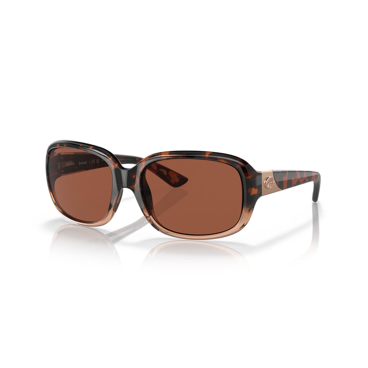 View of Sunglasses Costa Gannet Shiny Tortoise Fade Frame Copper 580P available at EZOKO Pike and Musky Shop