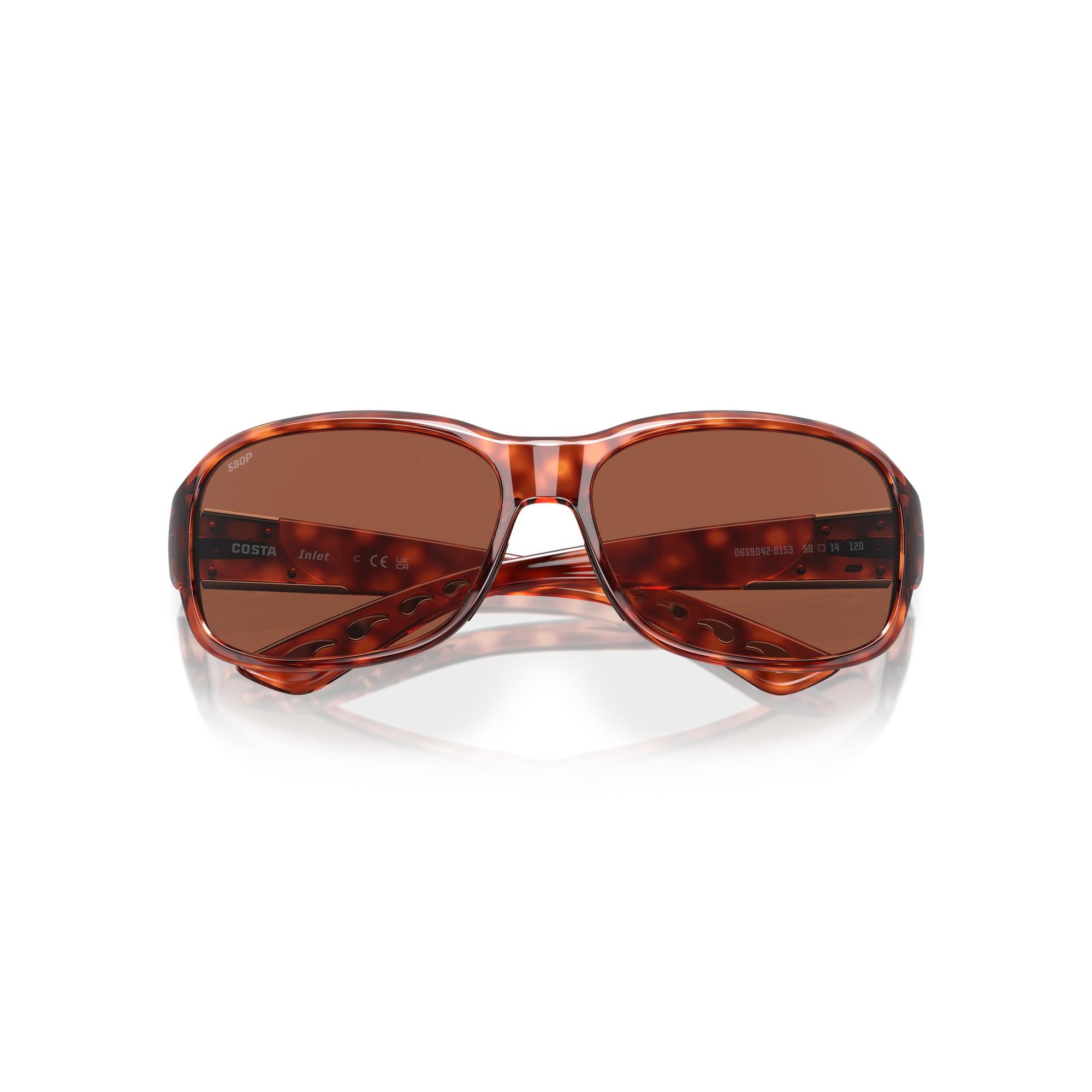 View of Sunglasses Costa Inlet Tortoise Frame Copper Silver Mirror 580G available at EZOKO Pike and Musky Shop