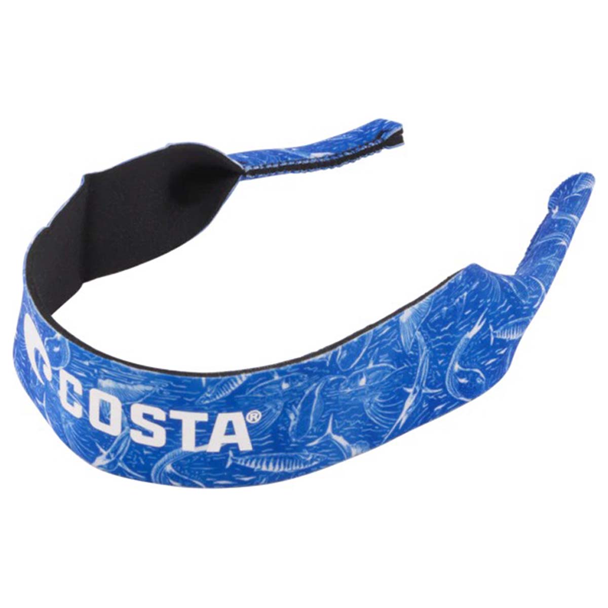 View of Sunglasses Costa Megaprene Retainer Vintage Fish Blue MP01 available at EZOKO Pike and Musky Shop