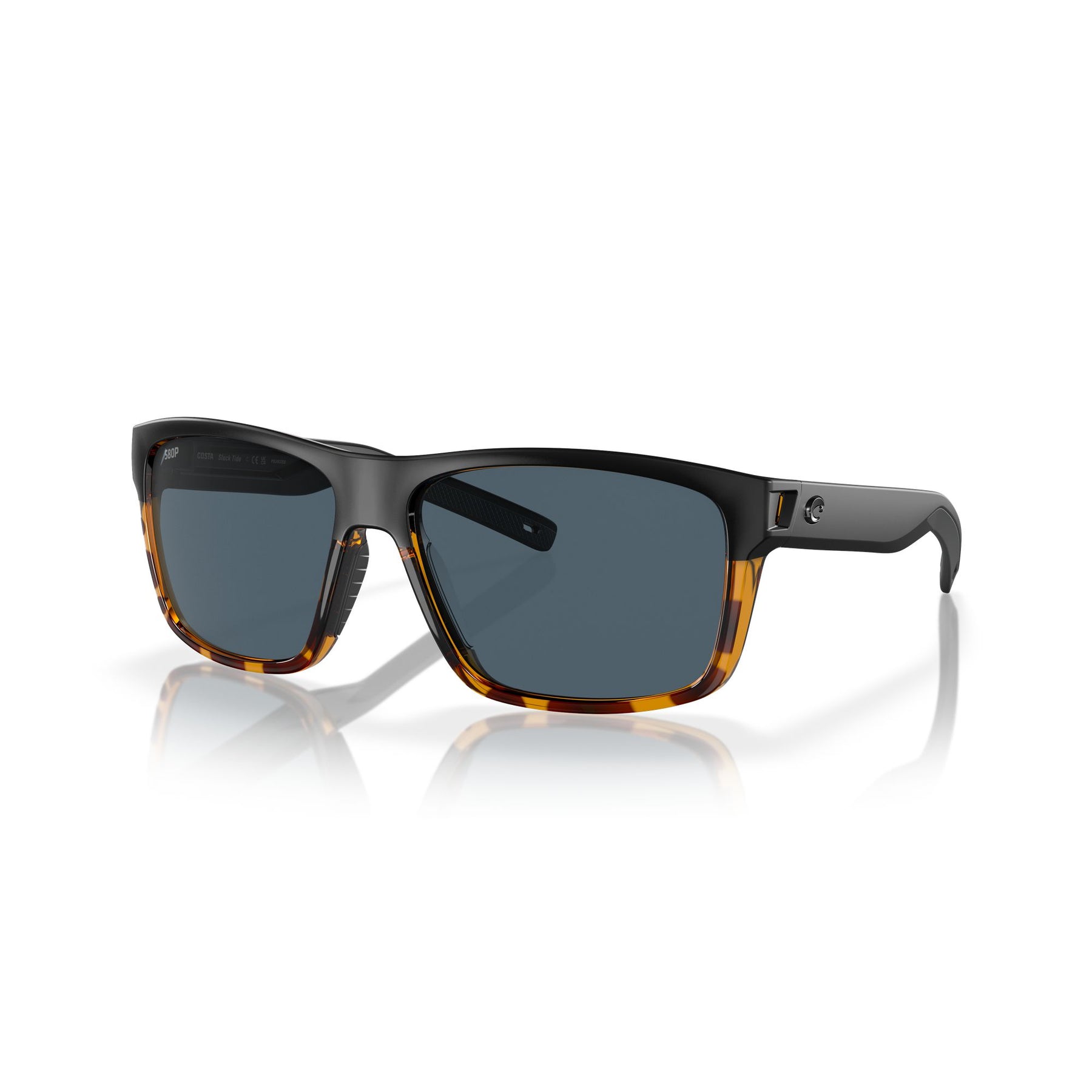 View of Sunglasses Costa Slack Tide Matte Black / Shiny Tortoise Gray 580P available at EZOKO Pike and Musky Shop