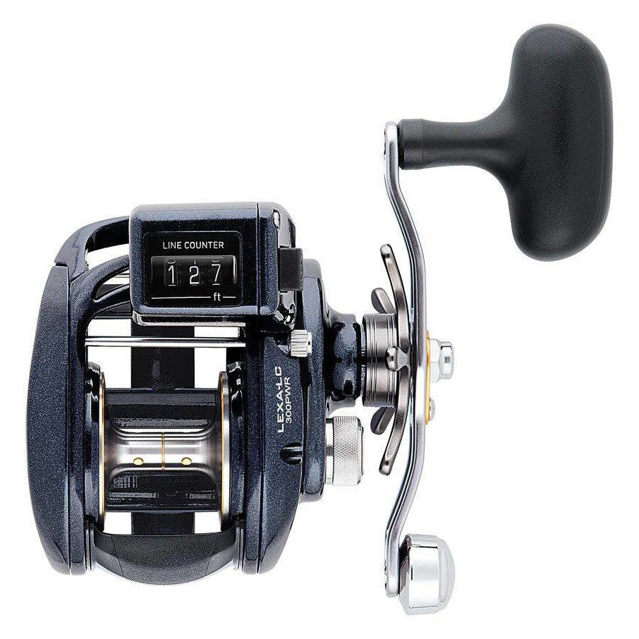 View of Baitcast_Reels Daiwa Lexa line counter 400 Power Handle Baitcast Reels available at EZOKO Pike and Musky Shop