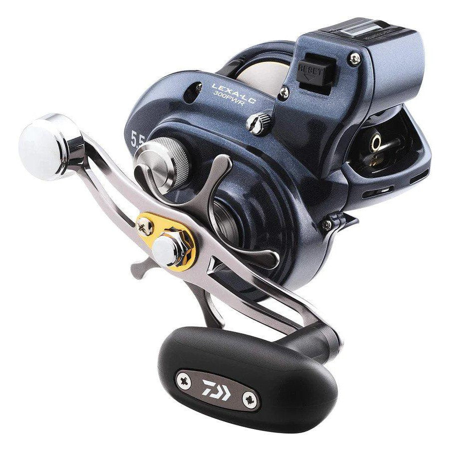 View of Baitcast_Reels Daiwa Lexa line counter 400 Power Handle Baitcast Reels available at EZOKO Pike and Musky Shop