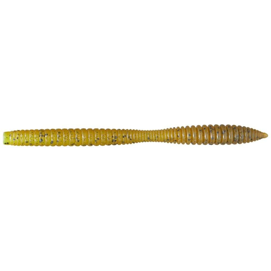 View of Softbaits Deps Rebound Stick Worm 5" Green Pumpkin Chartreuse available at EZOKO Fishing