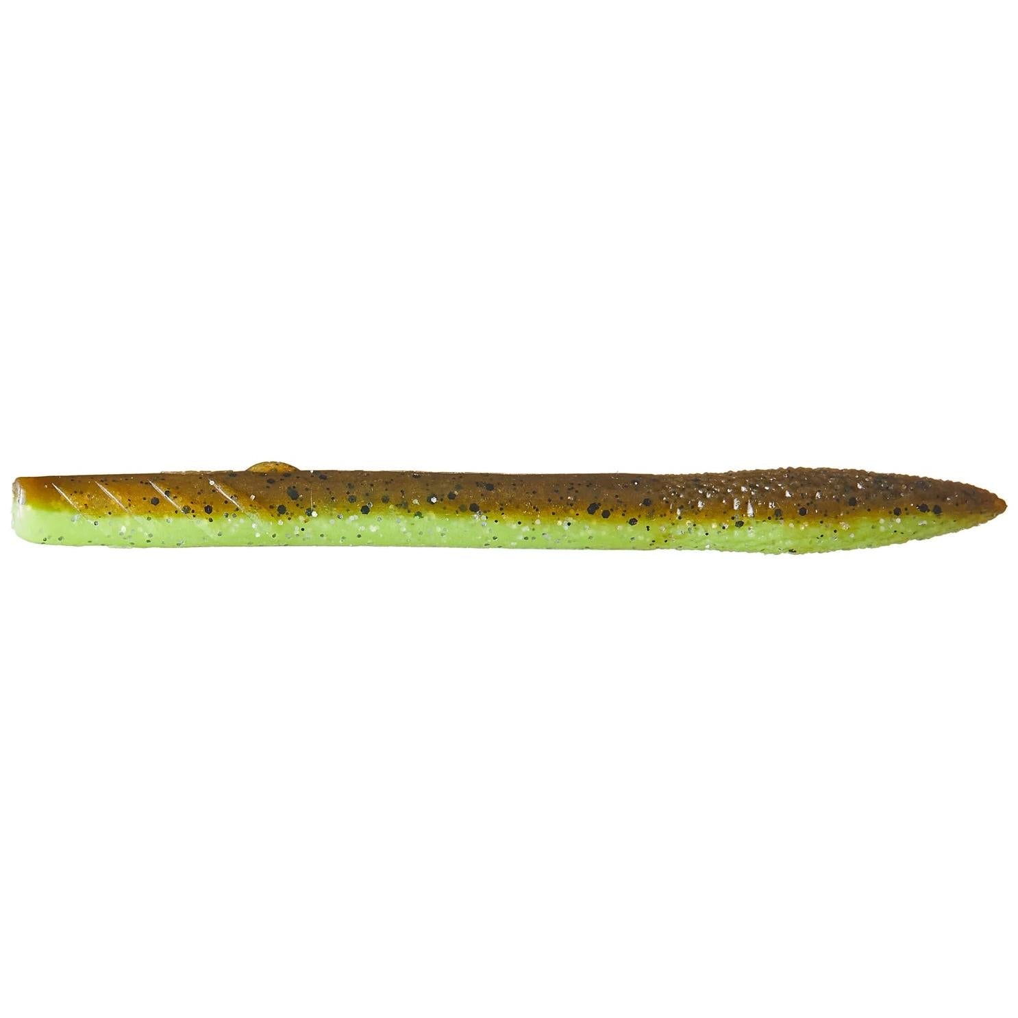 View of Softbaits Deps Slender Scat Stick Bait 5" Green Pumpkin Chartreuse available at EZOKO Fishing