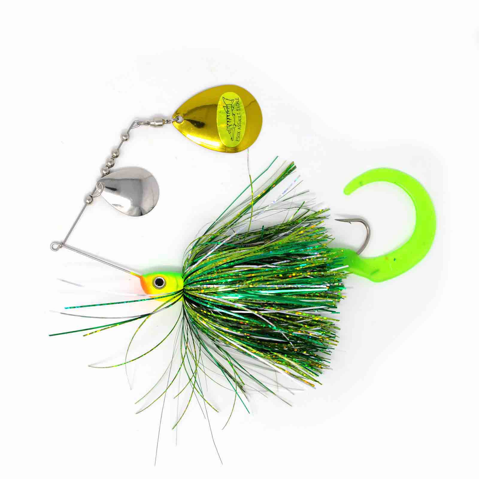 View of Spinnerbaits Esox Assault Spinnerbait Colorado 1oz Gang Green available at EZOKO Pike and Musky Shop