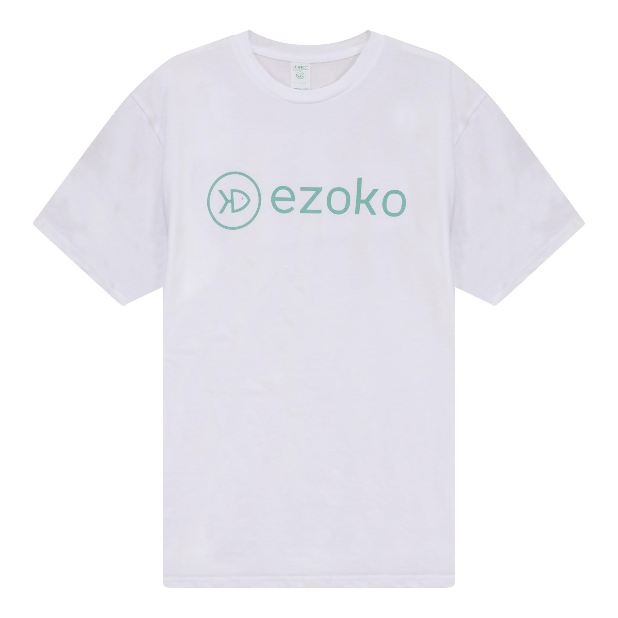 View of EZOKO Classic Logo T-Shirt White Small available at EZOKO Fishing