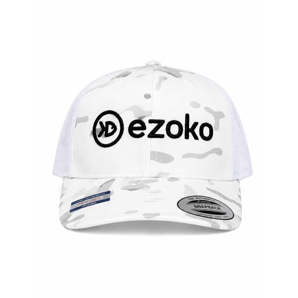 View of Hats Ezoko Classics YUPOONG Retro Trucker Cap MultiCam Alpine 3D-Puff Black available at EZOKO Fishing