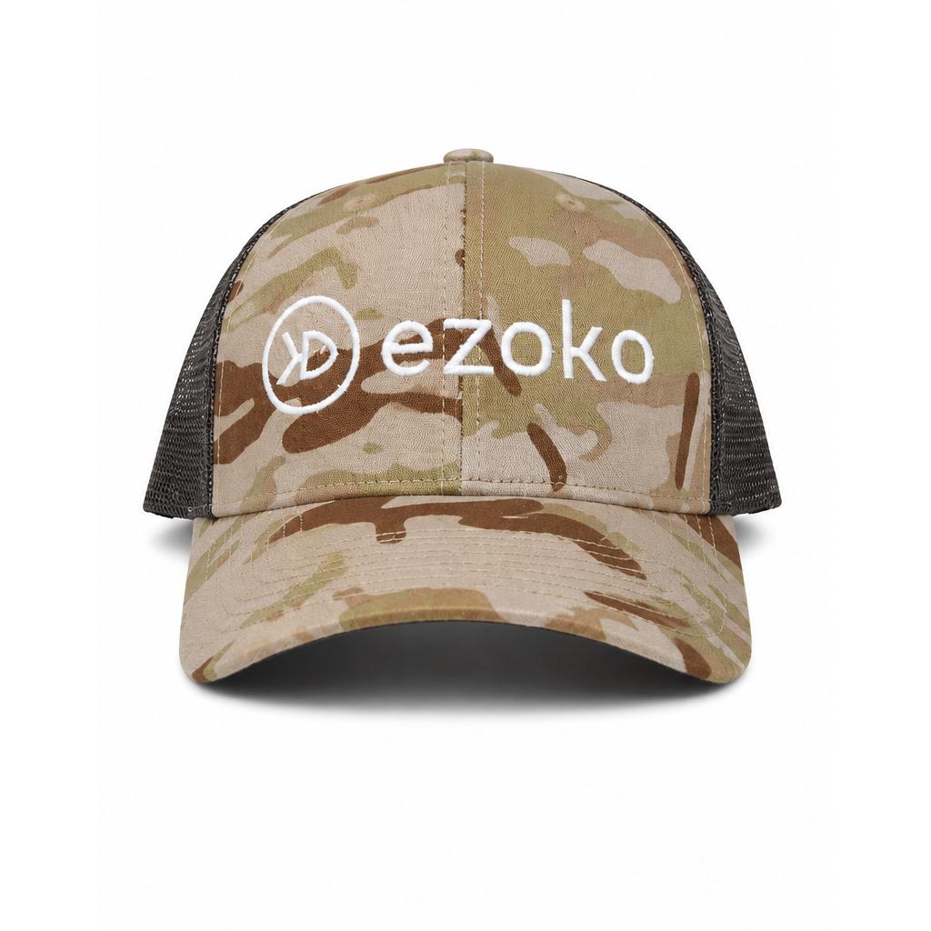 View of Hats Ezoko Classics YUPOONG Retro Trucker Cap MultiCam Arid / Brown Normal White available at EZOKO Fishing