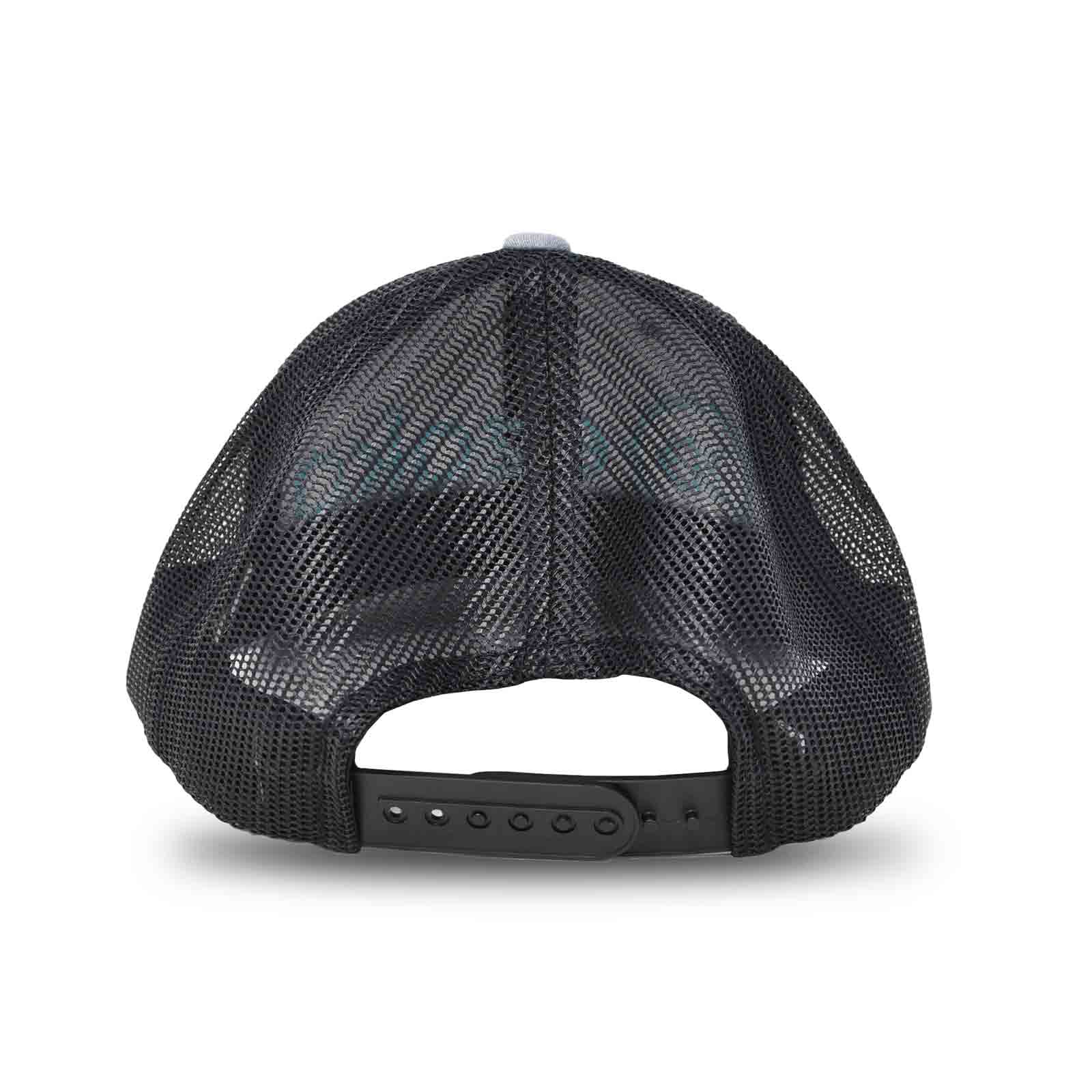View of Ezoko Youth Retro Trucker Heather Grey/Black Blue available at EZOKO Pike and Musky Shop