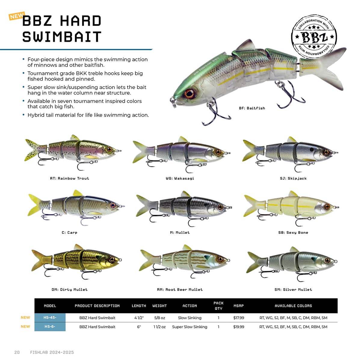 View of Hard Swimbaits FishLab BBZ Swimbait available at EZOKO Pike and Musky Shop