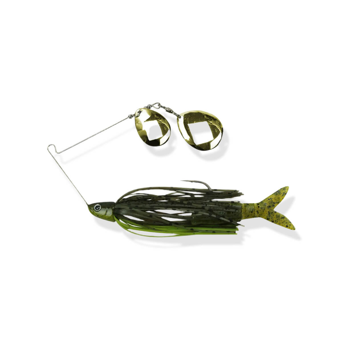 View of spinnerbaits FishLab Bio-Blade Double Colorado 1/2oz Green Pumpkin/Gold Blade available at EZOKO Fishing