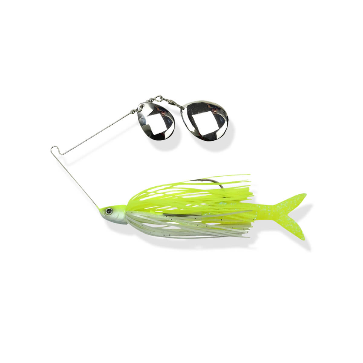 View of spinnerbaits FishLab Bio-Blade Double Colorado 3/8oz Chartreuse/White available at EZOKO Fishing