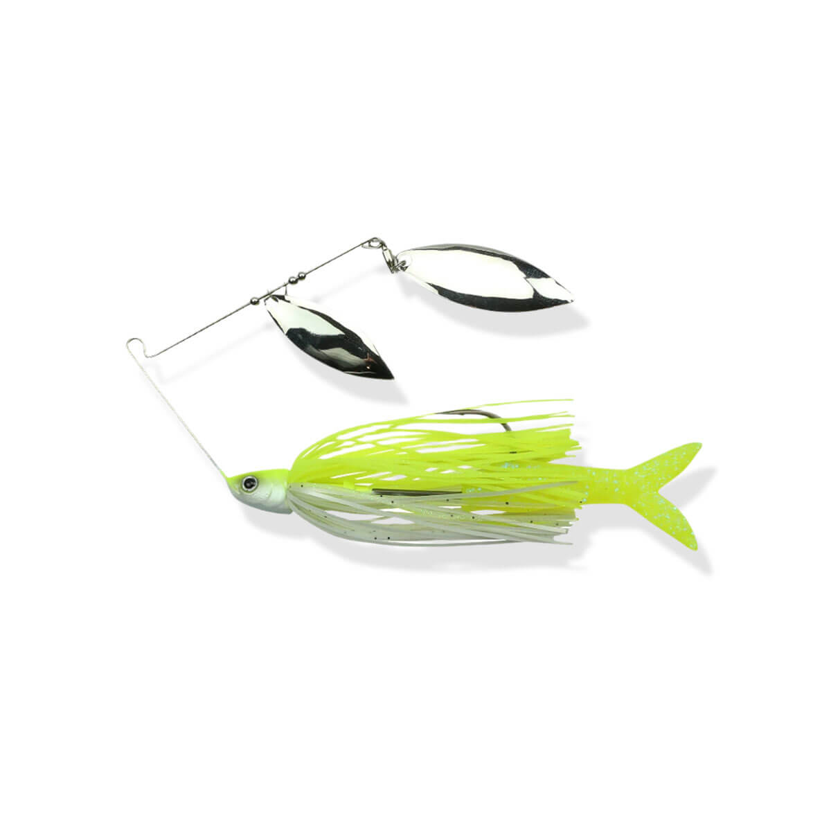 View of spinnerbaits FishLab Bio-Blade Double Willow 3/8oz Chartreuse/White available at EZOKO Fishing