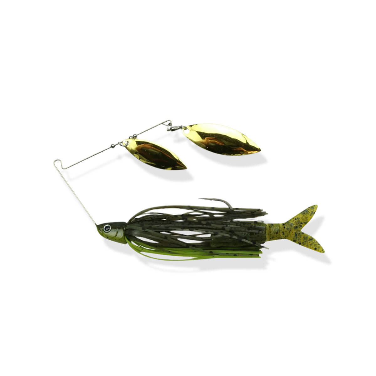 View of spinnerbaits FishLab Bio-Blade Double Willow 1/2oz Green Pumpkin/Gold Blade available at EZOKO Pike and Musky Shop