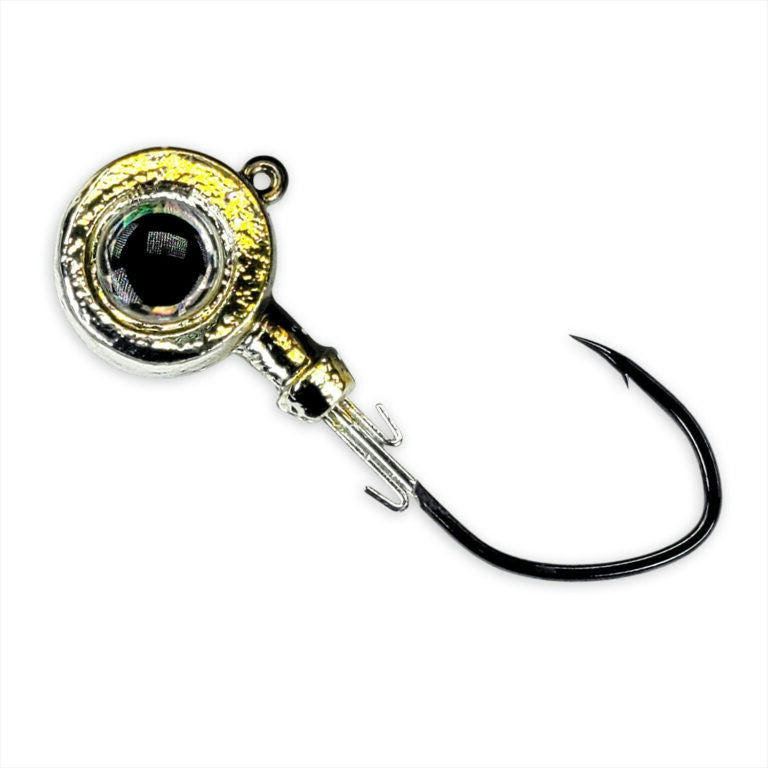View of Hooks Gamakatsu MaxEye Jig Pill Head Jig Head 1/8 oz Glow Silver Sparkle available at EZOKO Fishing