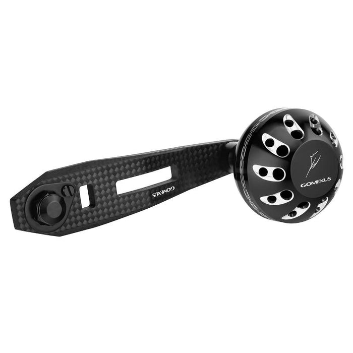 View of Rods-Reels-Accessories Gomexus Carbon Handle for Baitcasting Reel with Aluminum Knob LC-A38 (31) Black Silver 8x5mm 75mm available at EZOKO Pike and Musky Shop