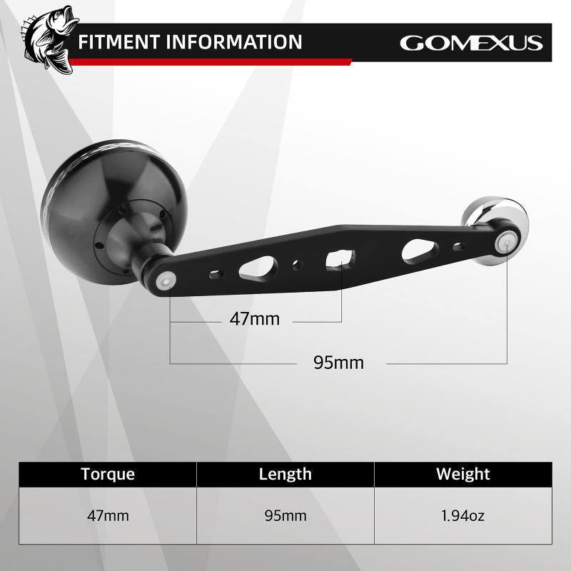 View of Rods-Reels-Accessories Gomexus Power Handle for Conventional Reel MBC Black 8x5mm 95mm available at EZOKO Pike and Musky Shop