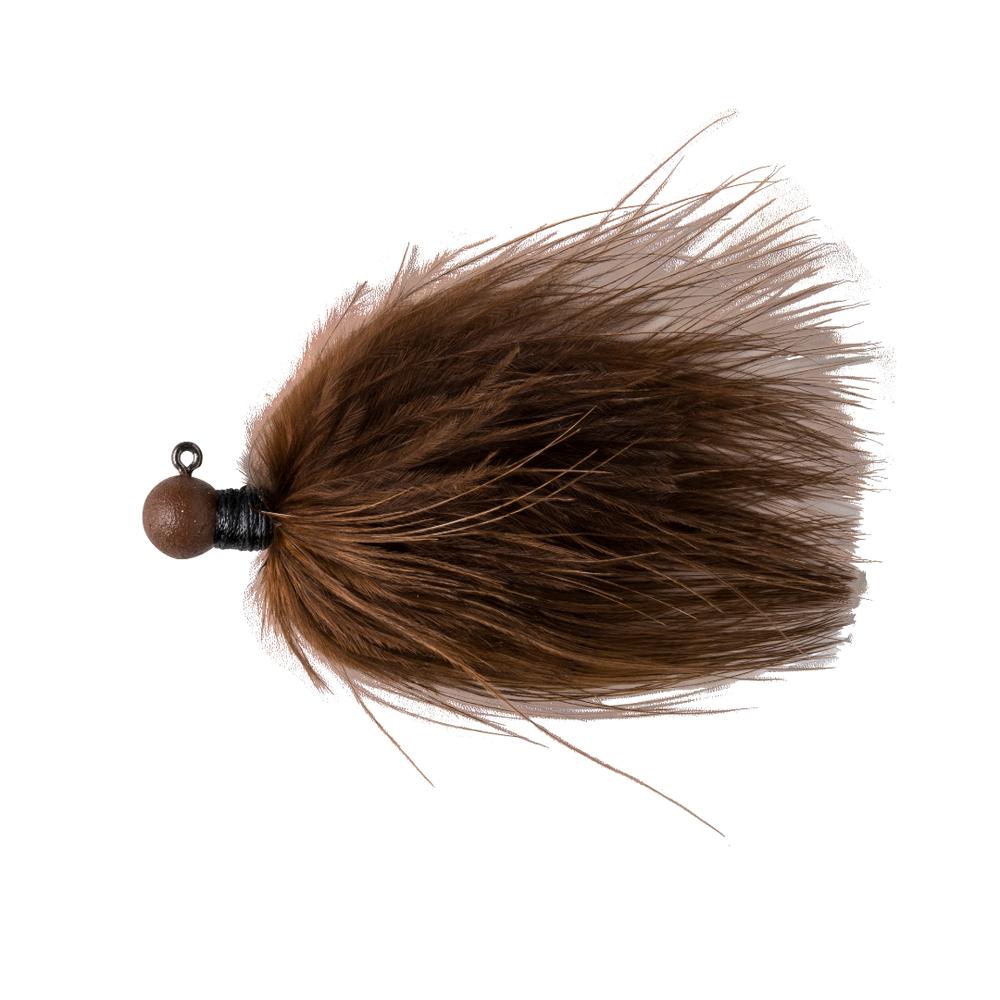 View of Great Lakes Finesse Marabou Jig 1/8oz Brown available at EZOKO Fishing