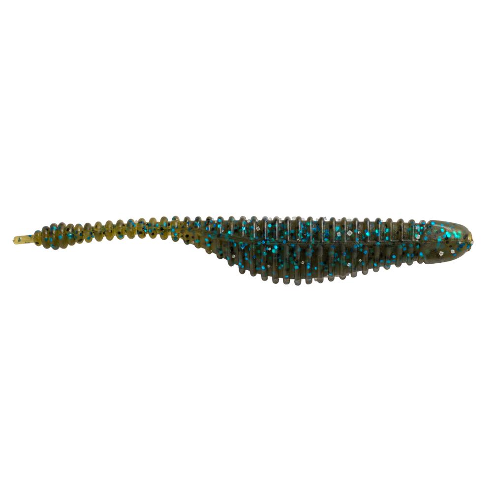 View of Great Lakes Finesse Micro Drop Minnow Green Pumpkin Blue available at EZOKO Fishing