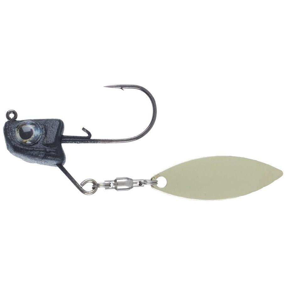 View of Great Lakes Finesse Sneaky Underspin 3/16oz #1 Matt Black Gold Blade available at EZOKO Fishing