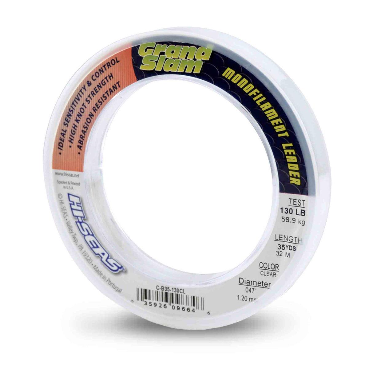 Hi-Seas Grand Slam Mono Leader 130 lb Fluorocarbon-Wire